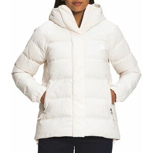 NWT North Face Women’s Hydrenalite Down Midi Hooded Puffer Gardenia White XXL